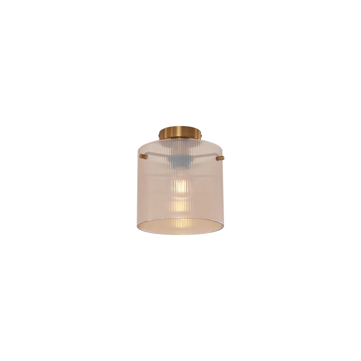Art Deco plafondlamp messing met amber glas - Laura