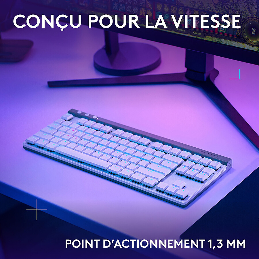 Logitech G G515 Lightspeed TKL - GL Tactile - Blanc