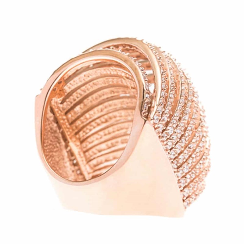 Bague Incurvée Multi-anneaux Rose