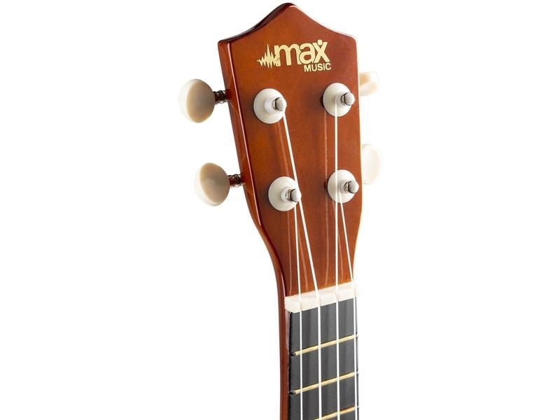 MAX Ukulele UKEY Set Soprano Dunkel Natur 21 Zoll Sopranukulele mit Tasche und Zubehör