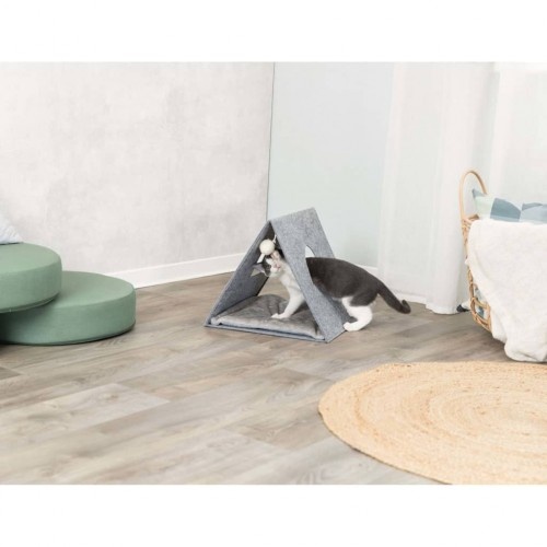 Cama triangular para gato, cinza