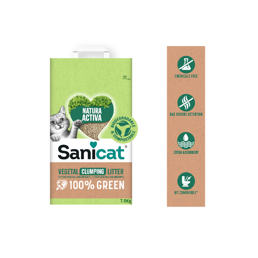 Sanicat Natura Activa 100% Areia Vegetal Verde para gatos