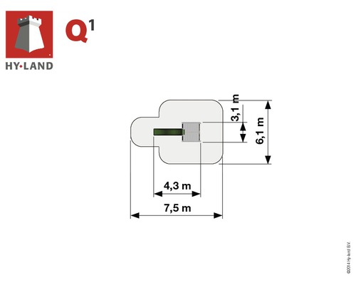 Hyland Project Q1 houten speeltoren met klimwand en groene glijbaan