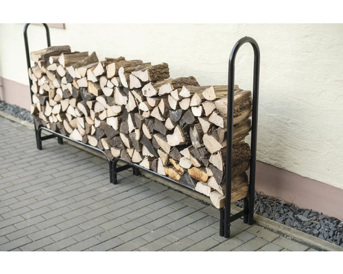 ShelterLogic stalen brandhoutstapelhulp inclusief afdekking, 244 x 25 x 118 cm, zwart