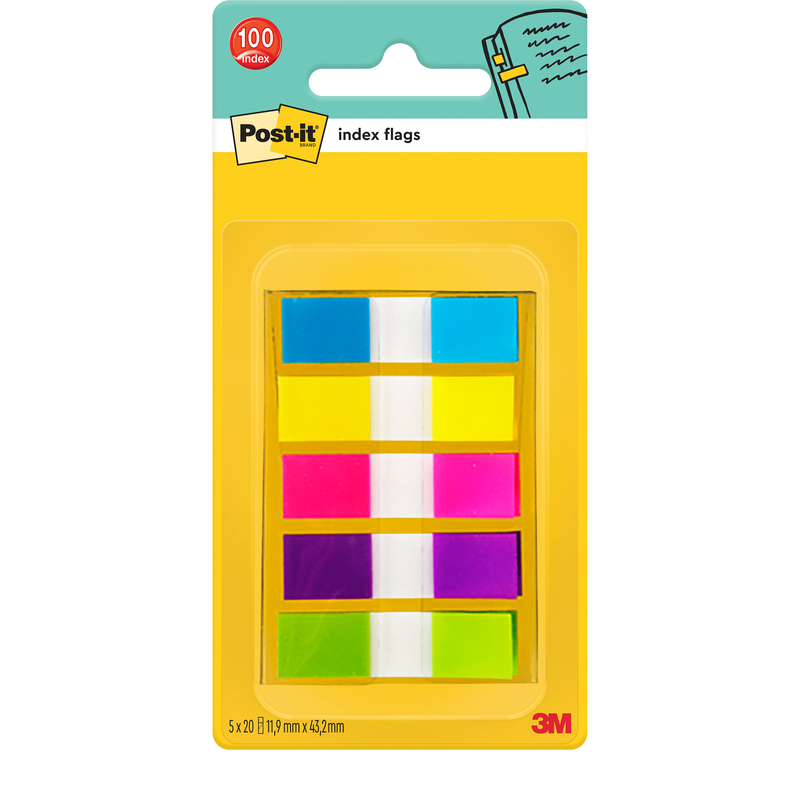 Post-it Index Marker schmal, 11.9 x 43.2 mm, 5 x 20 Blatt