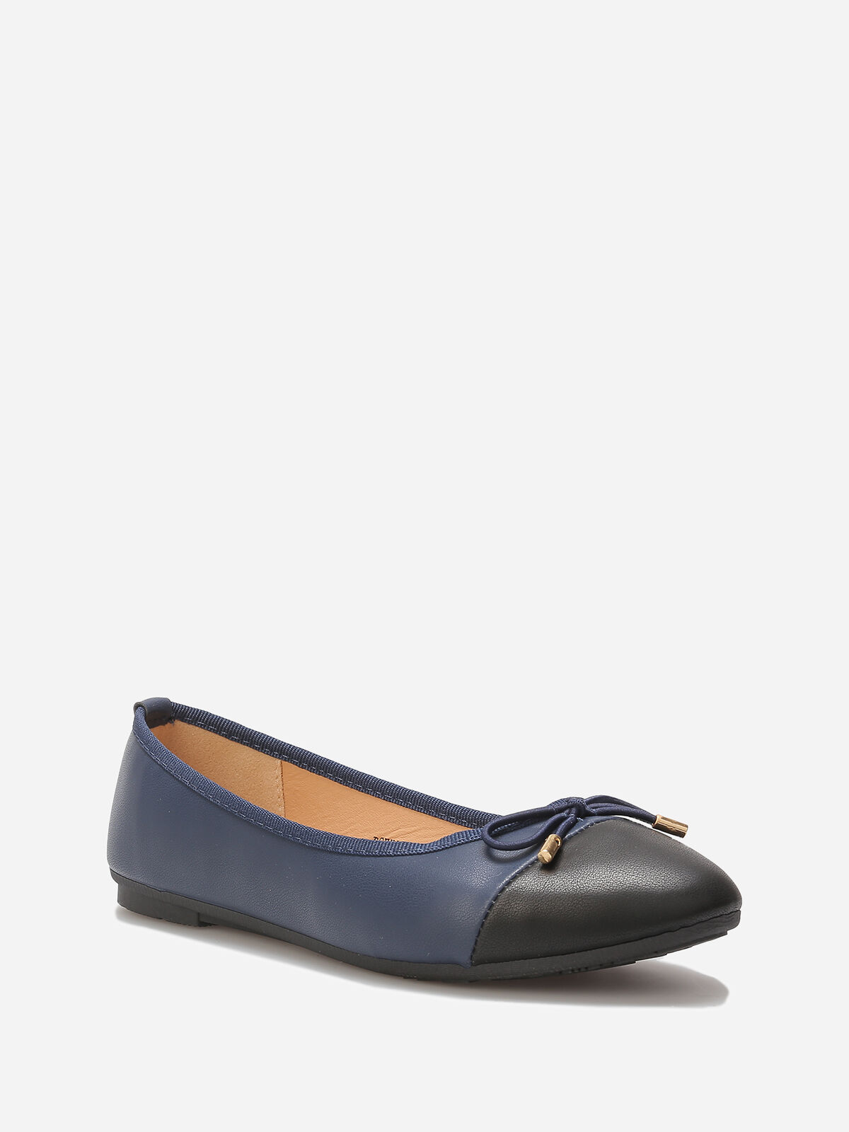Ballerines bicolore avec nœud- Bleu foncé