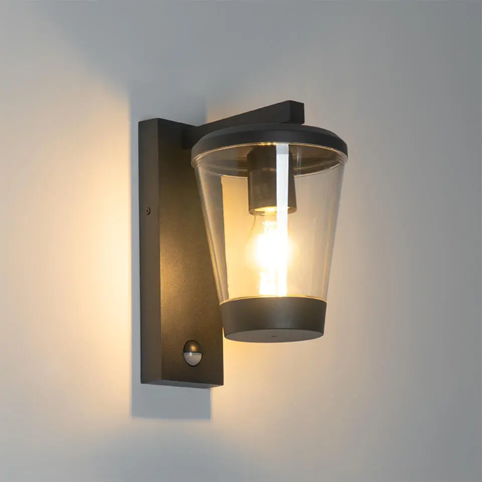 Qazqa buitenlampen met sensor joren zwart e27