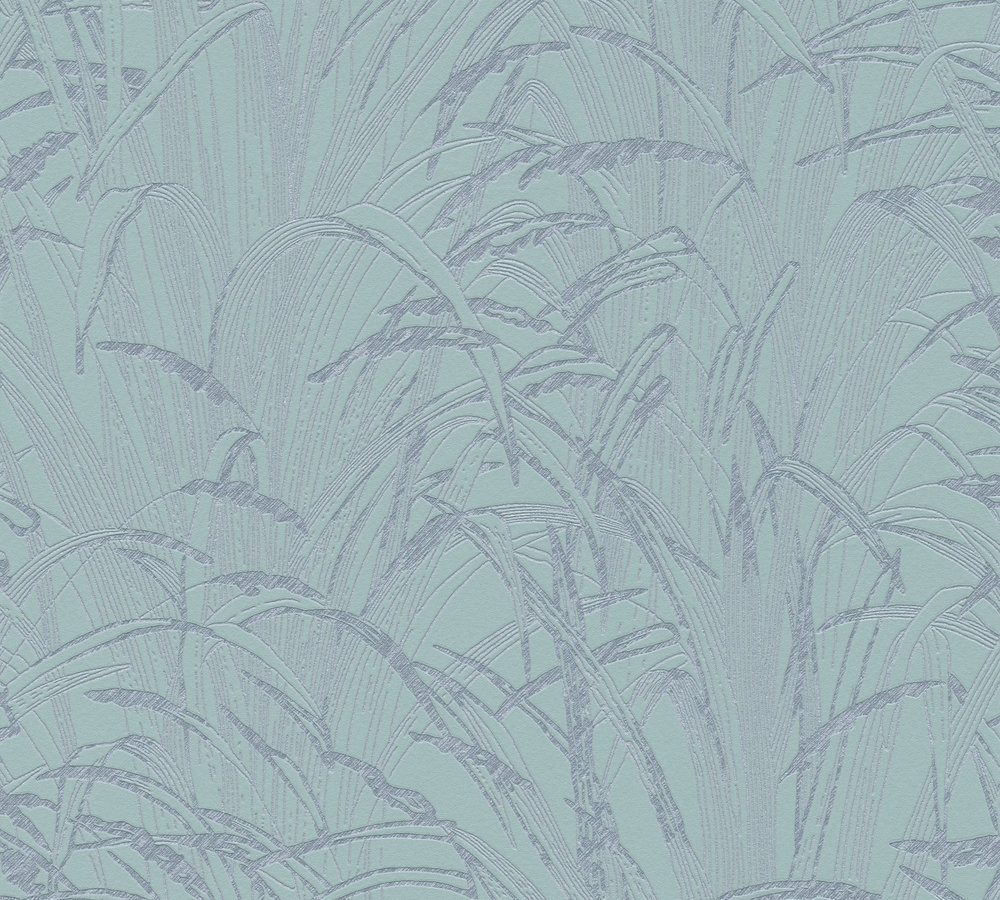 A.S. Creation Vliestapete - blau metallic - Pampasgras- 10 Meter