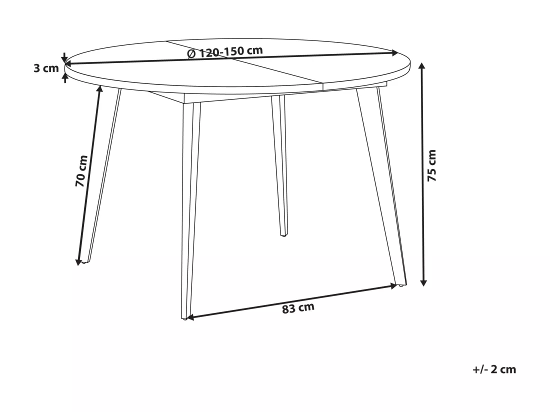 Table de salle à manger extensible BOVINA Marron foncé 120/150 cm 120 cm Bois