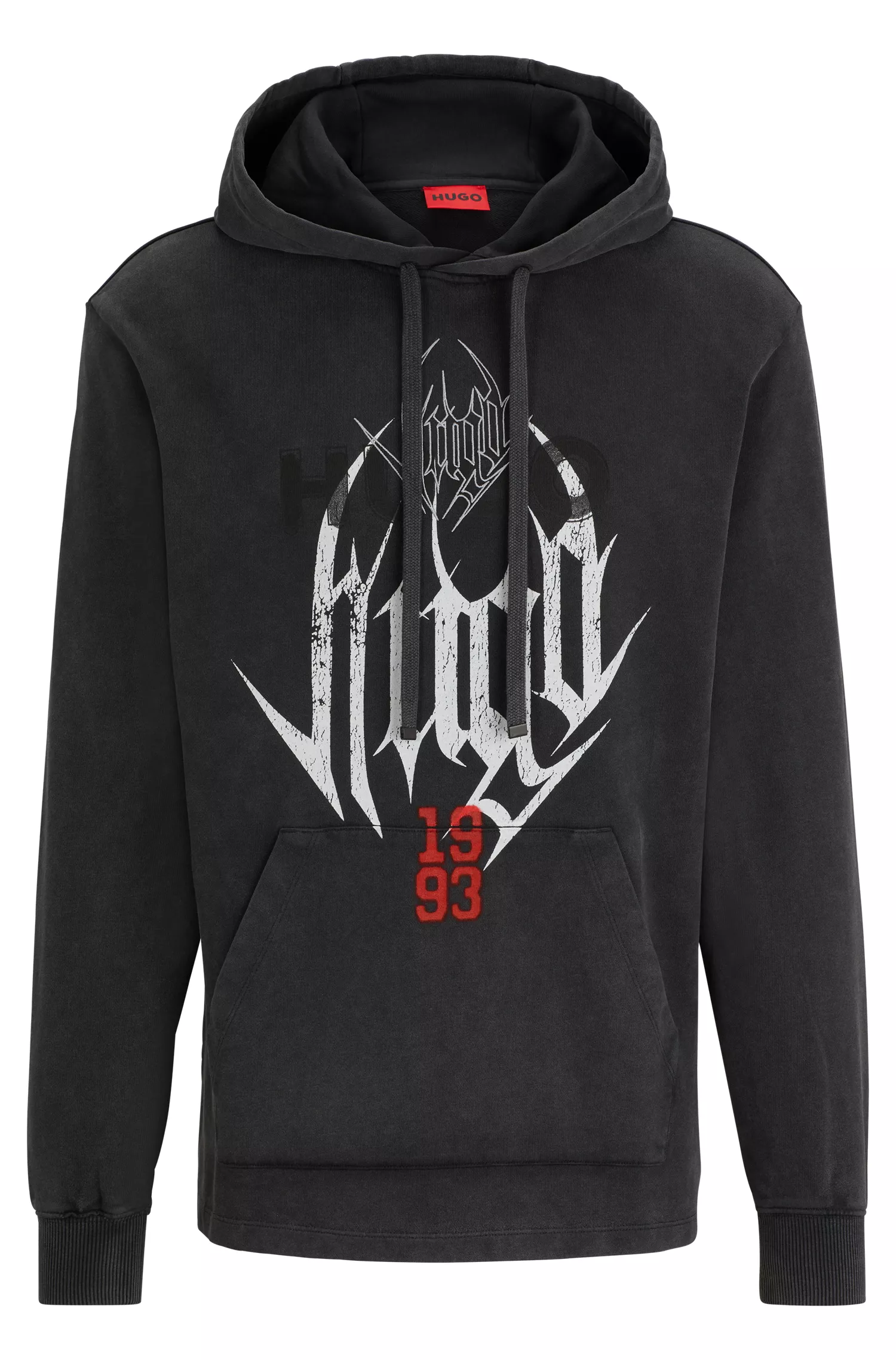 Moletom HUGO vermelho oversized em tecido felpudo francês com estampa inspirada na banda.