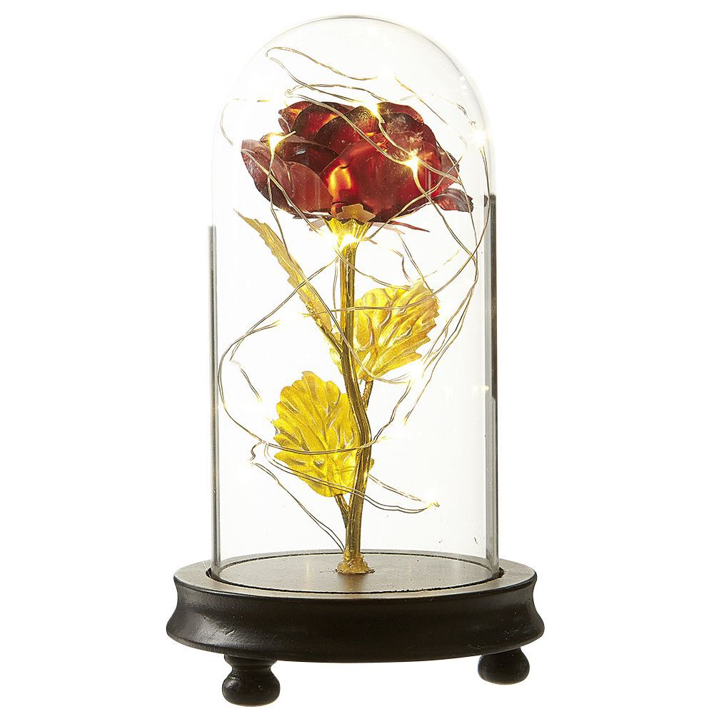 Rose éternelle avec LED rouge et doré