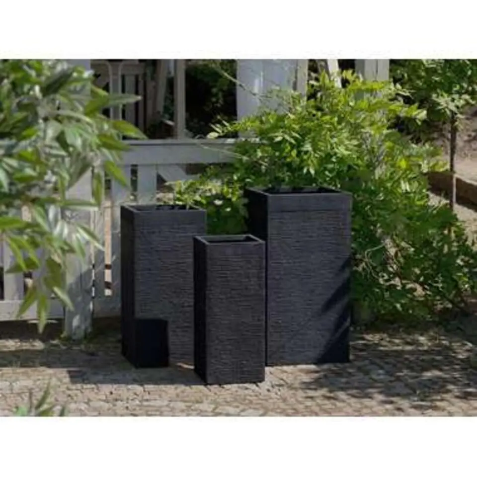 DION - Plantenbak - Zwart - 26 cm - Klei-vezelmengsel