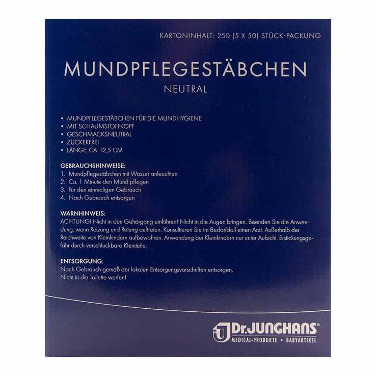 Mundpflegestäbchen Schaumstoff neutral, 250 St