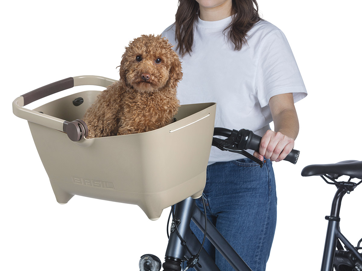 Basil Buddy Klickfix Biscotti Brown hondenfietsmand