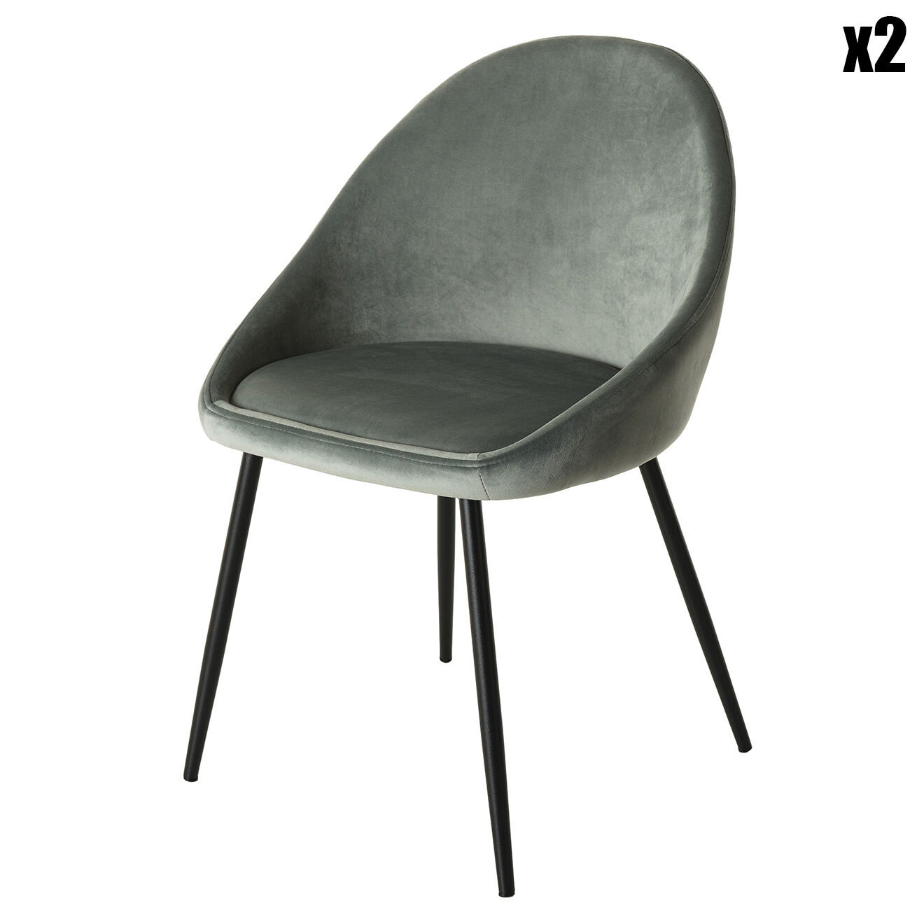 Macabane 2 Chaises Augustin en Velours jade - 53x51x78 cm