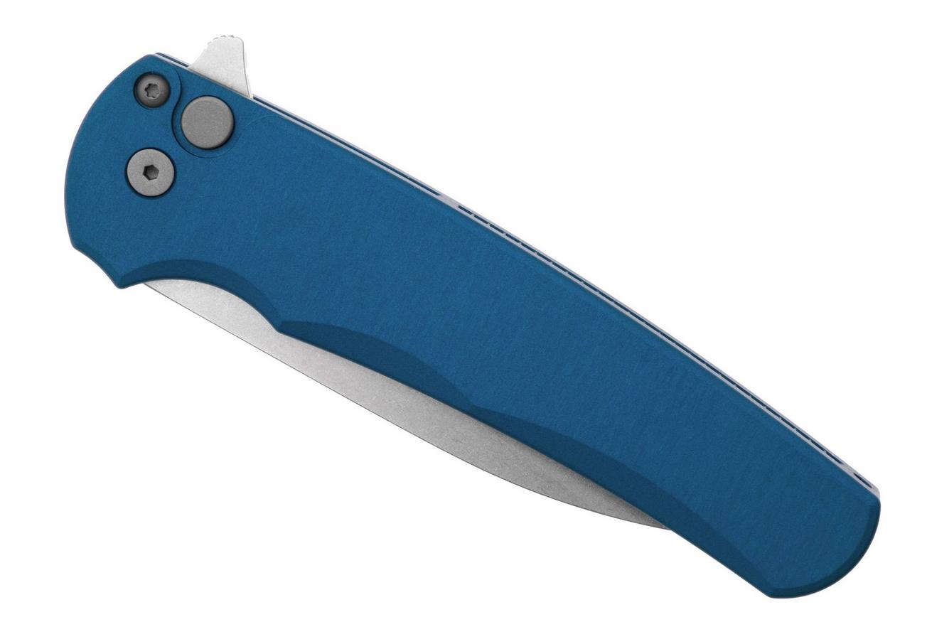 Pro-Tech Malibu 5301 Smooth Handle Blue, Stonewashed Magnacut Wharncliffe, zakmes