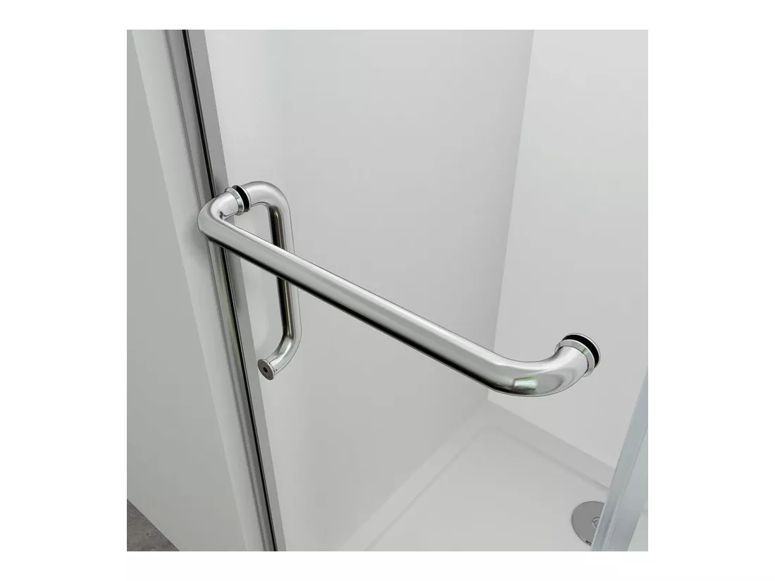 Cabine de douche battante 100x80x190cm porte de douche pivotante à charnière en 8mm verre securit anticalcaire, poignée en inox