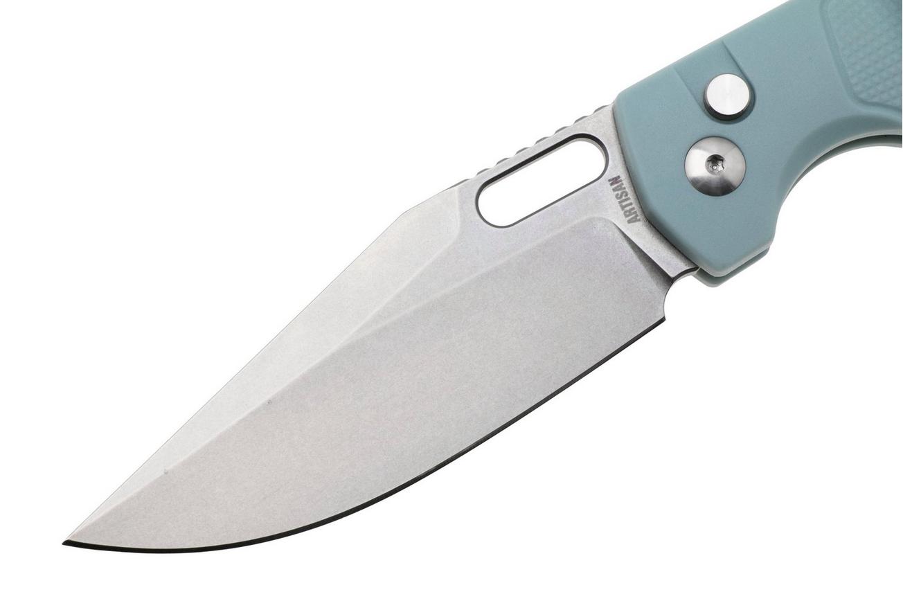 Artisan Cutlery Revel 1867P-MG, Stonewashed AR-RPM9, Ice Blue FRN zakmes, Ray Laconico design
