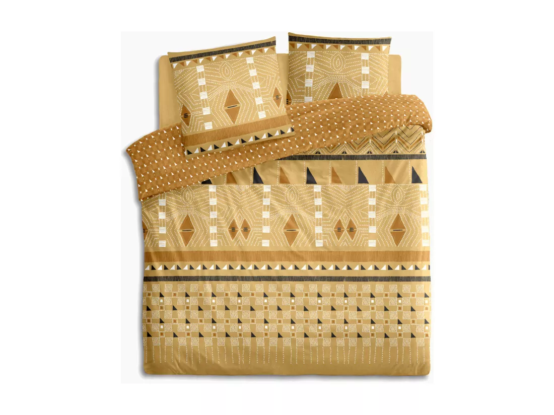 Parure 2 Personnes 240 x 220 cm Housse de couette avec 2 taies en Percale de Coton Imprimé Kacang