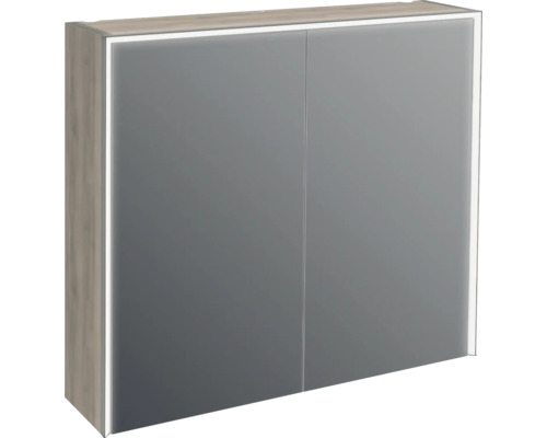Jungborn QUATTRO SEDICI NOVE spiegelkast, 80 x 20 x 70 cm, walnoot, 2-deurs, LED, IP44