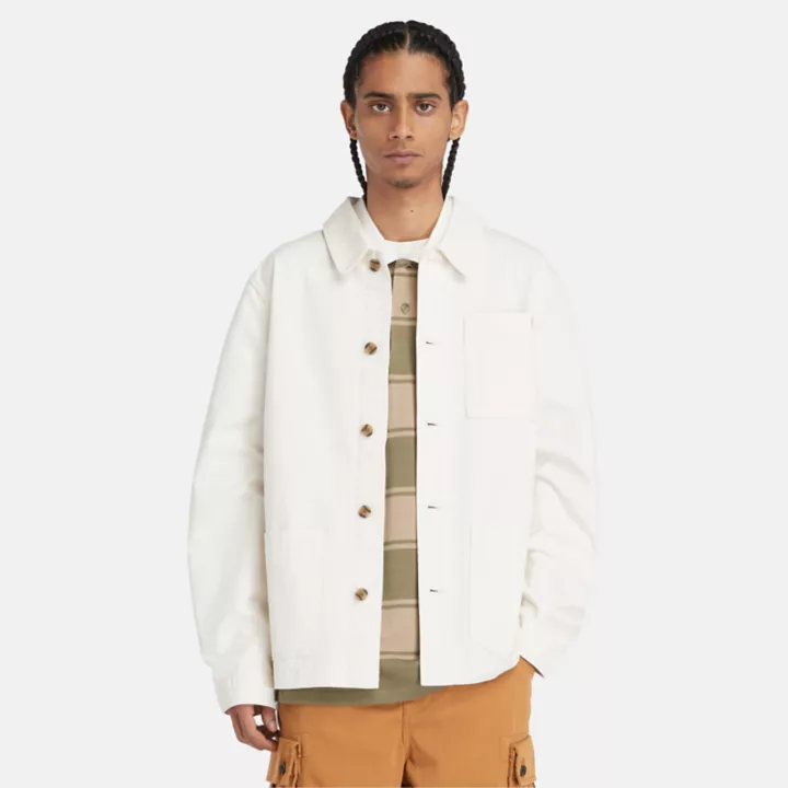 Veste en toile délavée Chore pour homme en blanc
