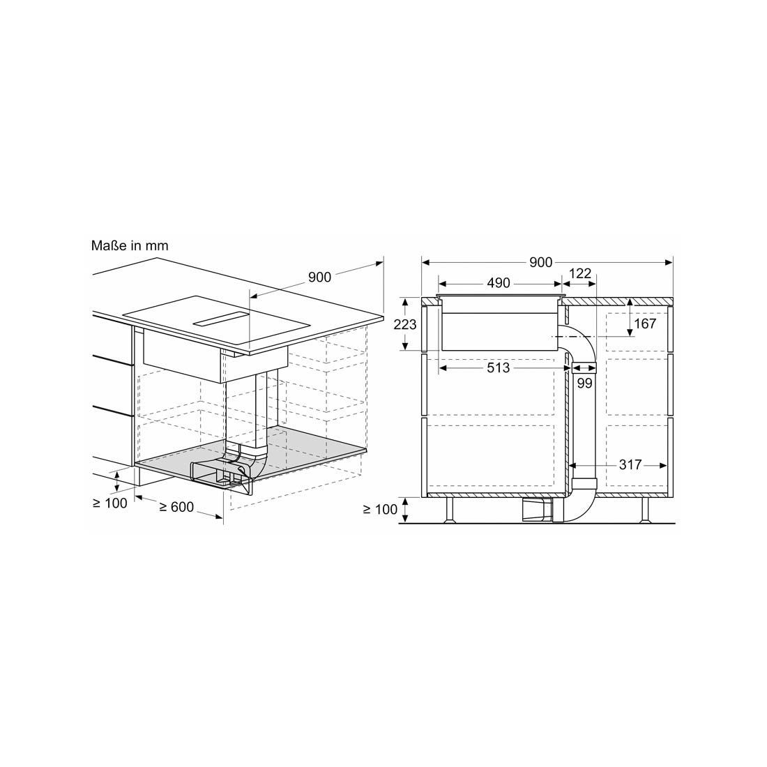 Bosch PVS611B16E Induktonkochfeld mit intergriertem Dunstabzug rahmemlos 60cm