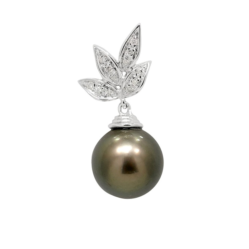 Pendentif Diamants, Perle de Tahiti et Or Blanc 750/1000
