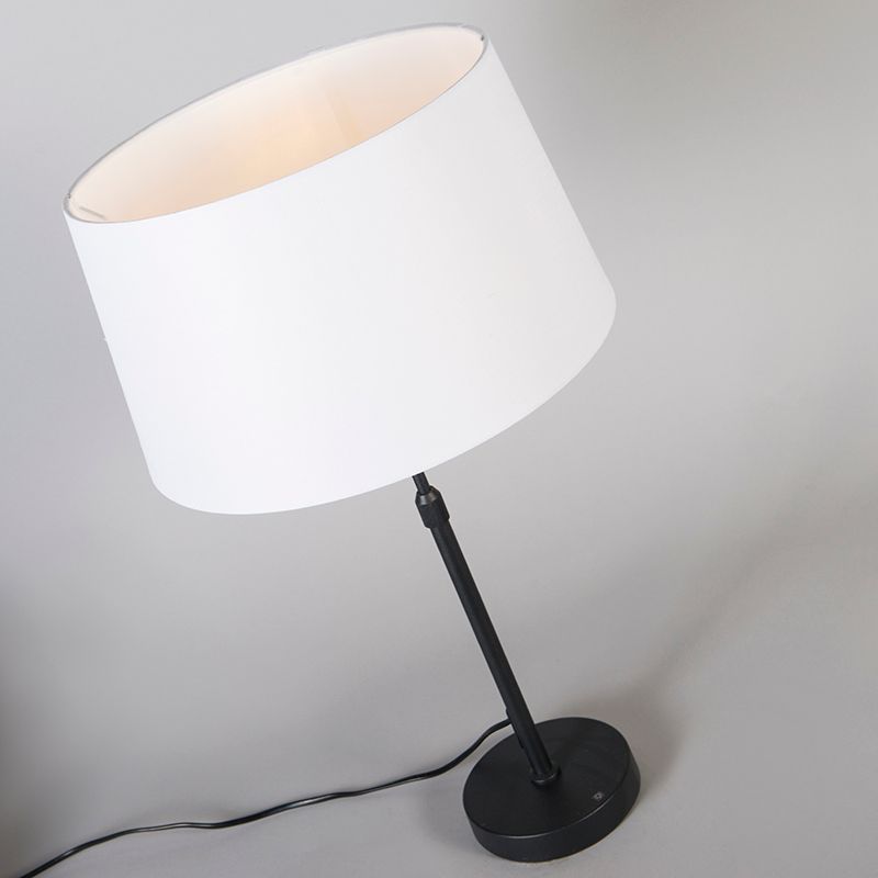 Tafellamp zwart met kap wit 35 cm verstelbaar - Parte