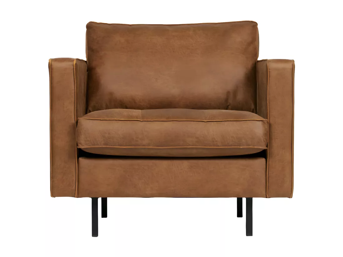 RODEO - Fauteuil vintage en cuir recyclé cognac