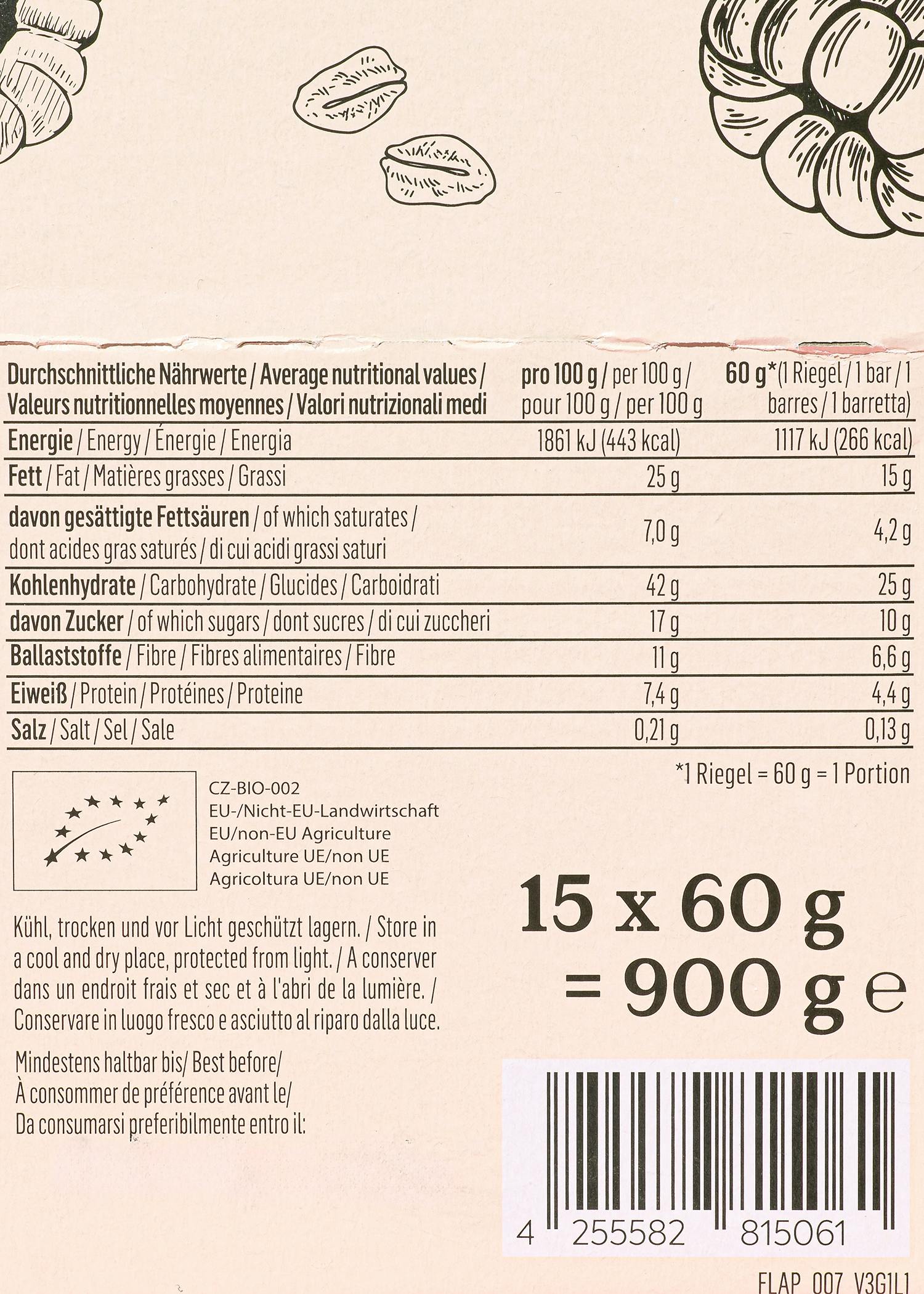 Bio Flapjack Raspberry White Choc 15 x 60 g