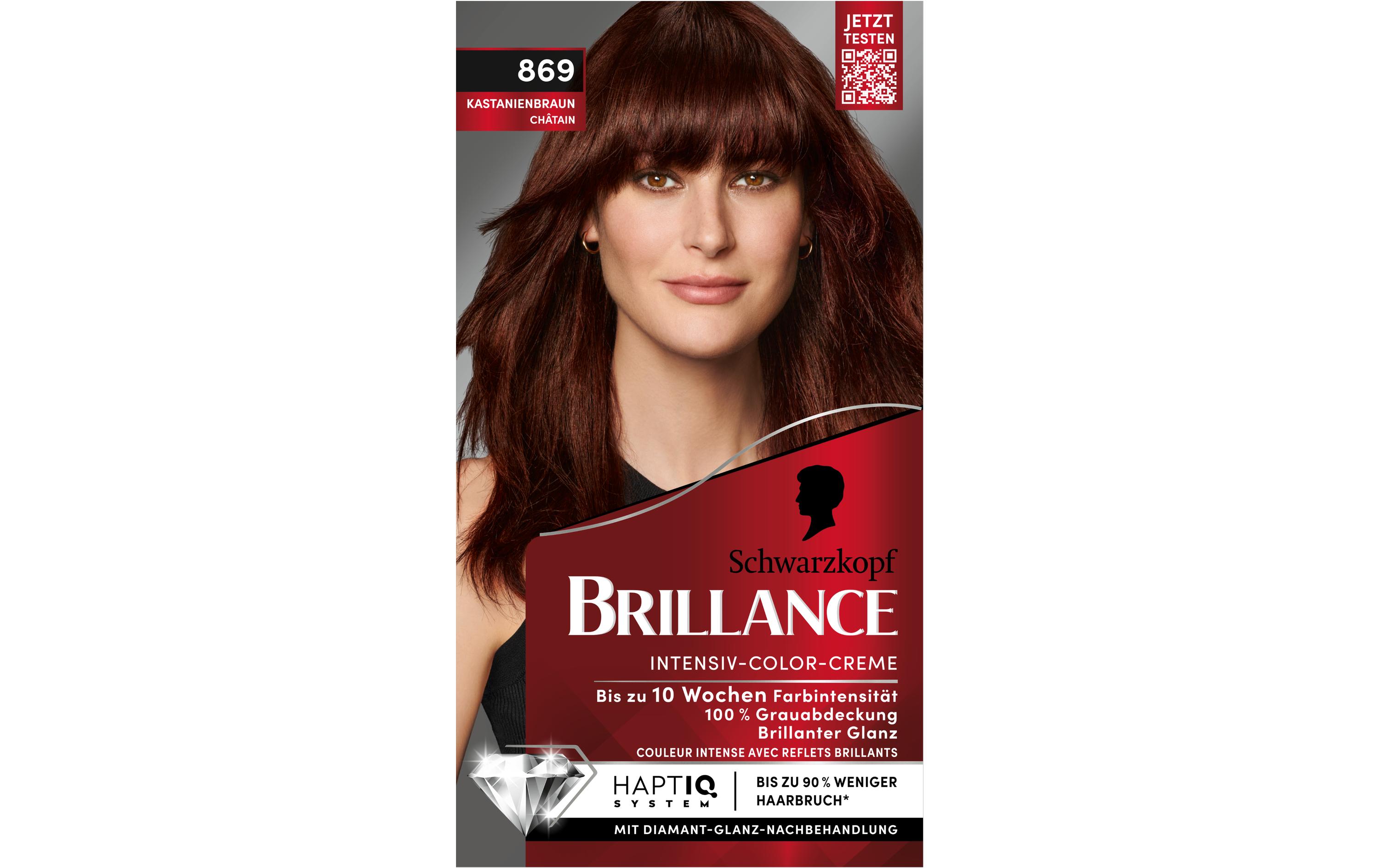 Haarcoloration Brillance 869 KastanienbraunPermanente Haarfarbe verleiht langanhaltende Farbintensität