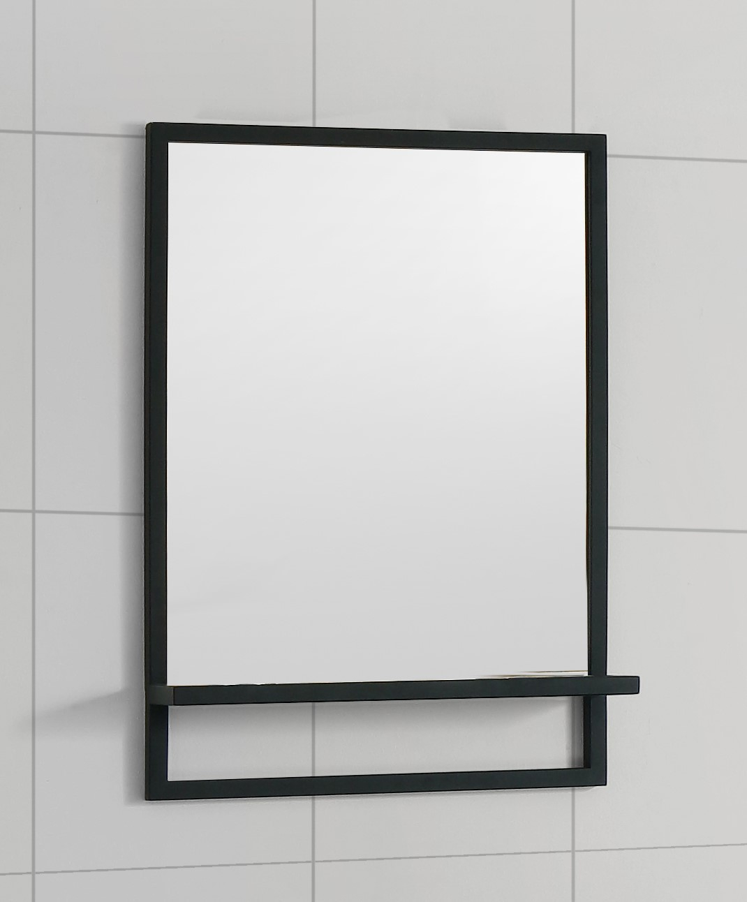 SCHADEMODEL: B-Stone Metal zwarte spiegel met planchet 60x70cm