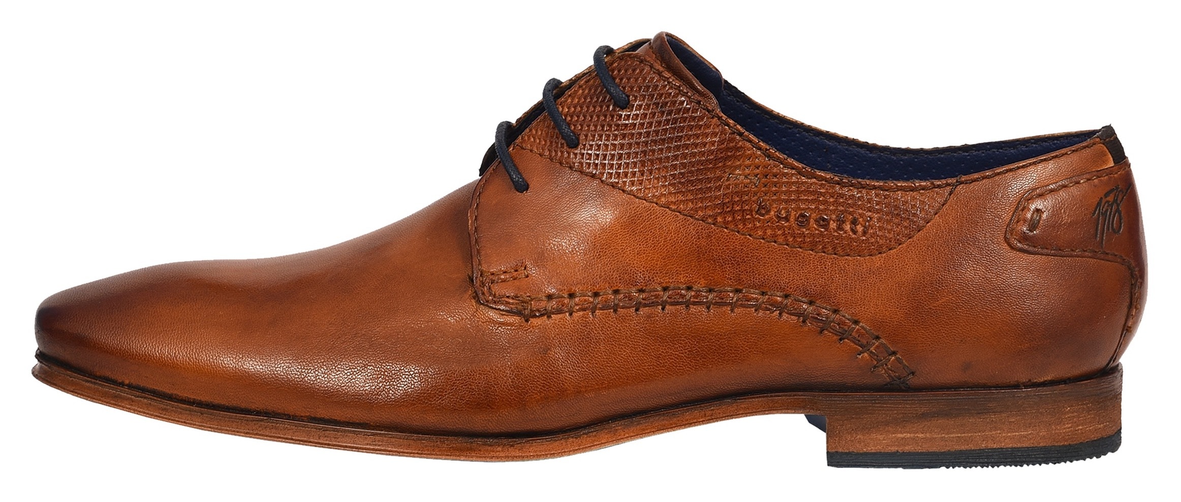 bugatti Schnürschuh  , Blockabsatz, Abendschuh, Businessschuh in eckiger Karreeform