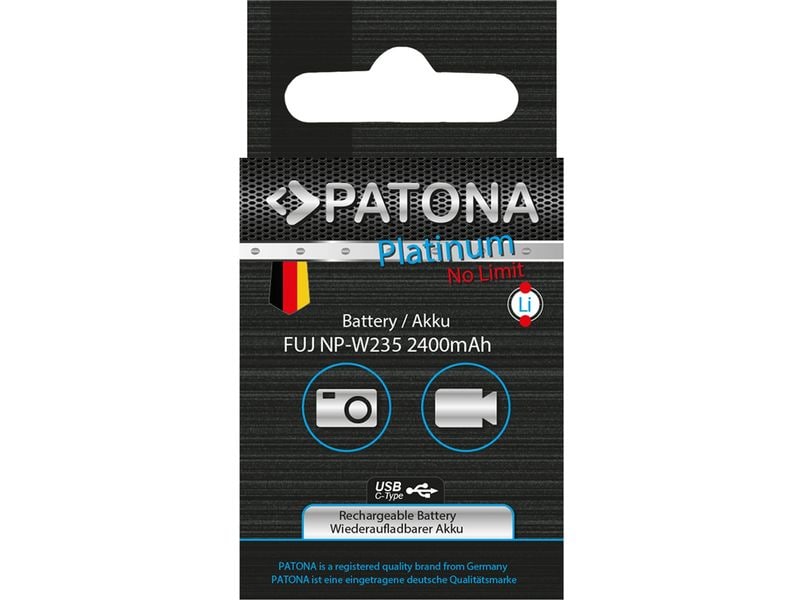 Patona Platinum Akku für Fuji FinePix NP-W235 XT-4 XT4 Platinum Batteriesatz für Fujifilm