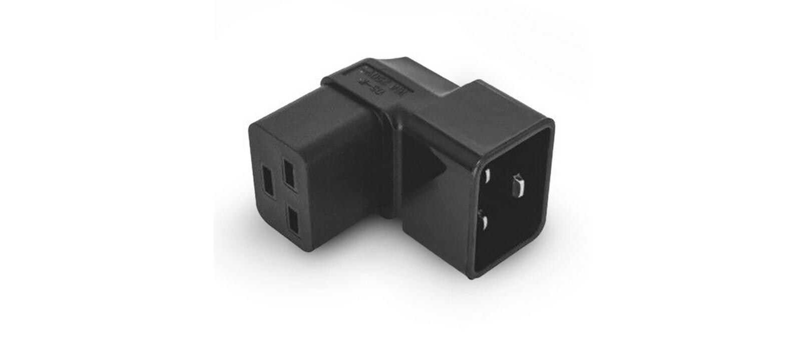 Adapterstecker C19 - C20, frontal gewinkeltStromversorgungsadapter IEC320 rechtwinklig C19-Buchse auf C20-Stecker