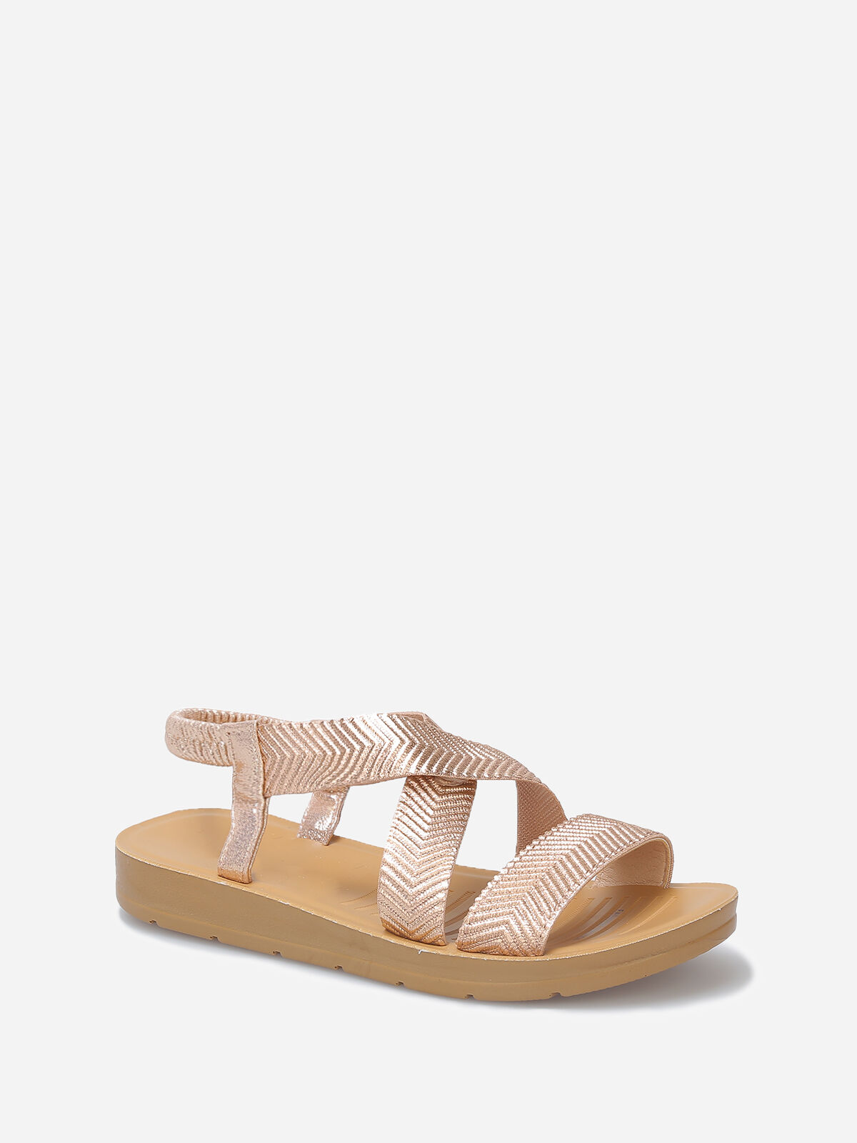 Sandales à brides élastiques croisées- Doré rose