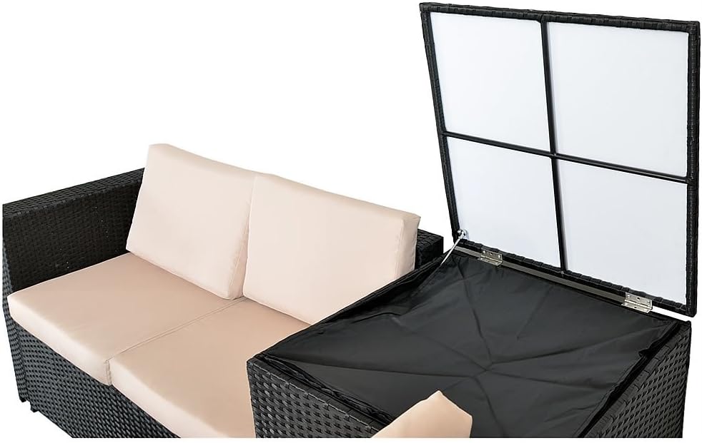 Melko Polyrattan Lounge Ecksofa 185x185CM Sitzgarnitur Balkon Gartenlounge inkl. Auflagebox