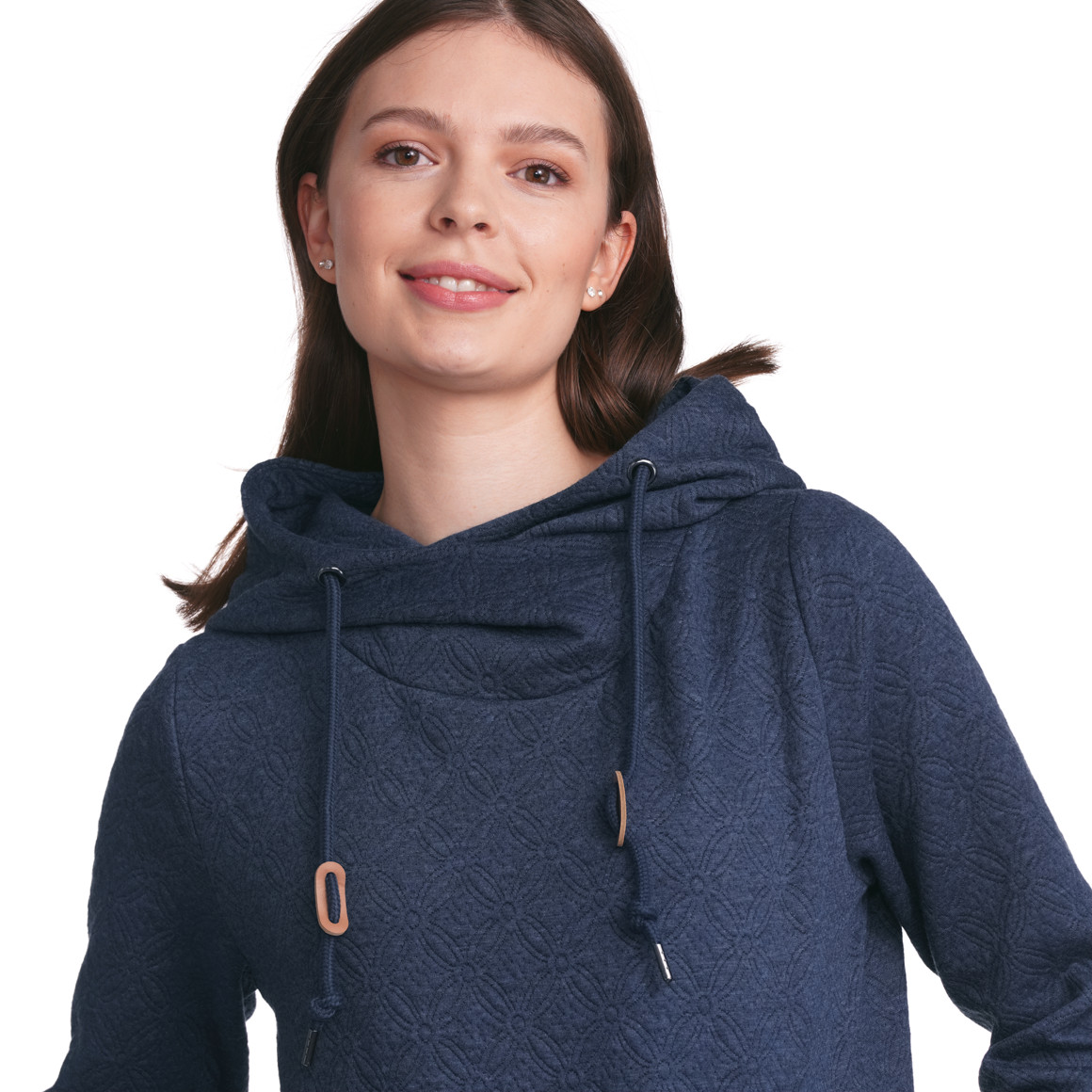 Gina Damen Hoodie mit Strukturmuster dunkelblau