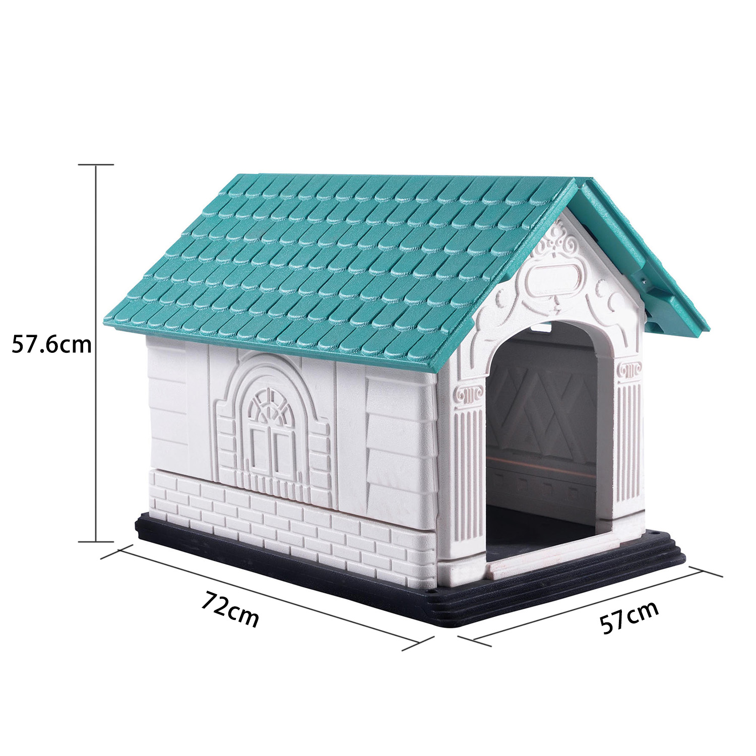Casinha de cachorro Nobleza em plástico, à prova d'água, resistente às intempéries e à água, com telhado de duas águas, para uso interno e externo (P 72x57x57,6 cm)