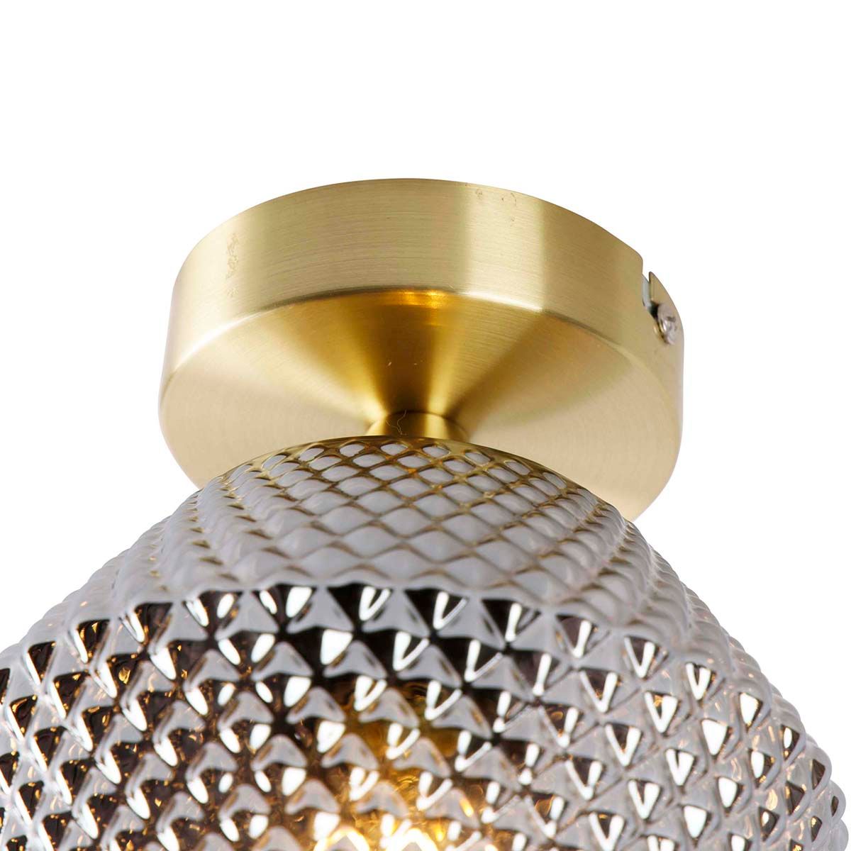 Smart plafondlamp messing met smoke glas incl. Wifi A60 - Karce