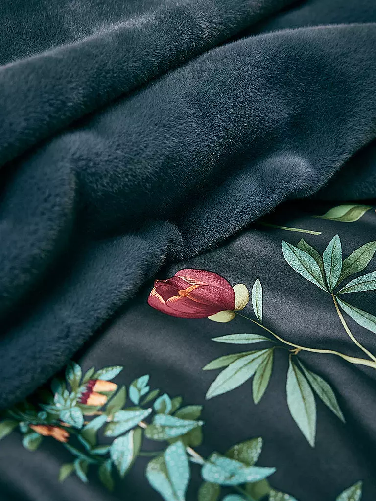 ESSENZA Satin-Bettwäsche MARIGOLD 70x90cm/140x200cm Slate Grey  petrol