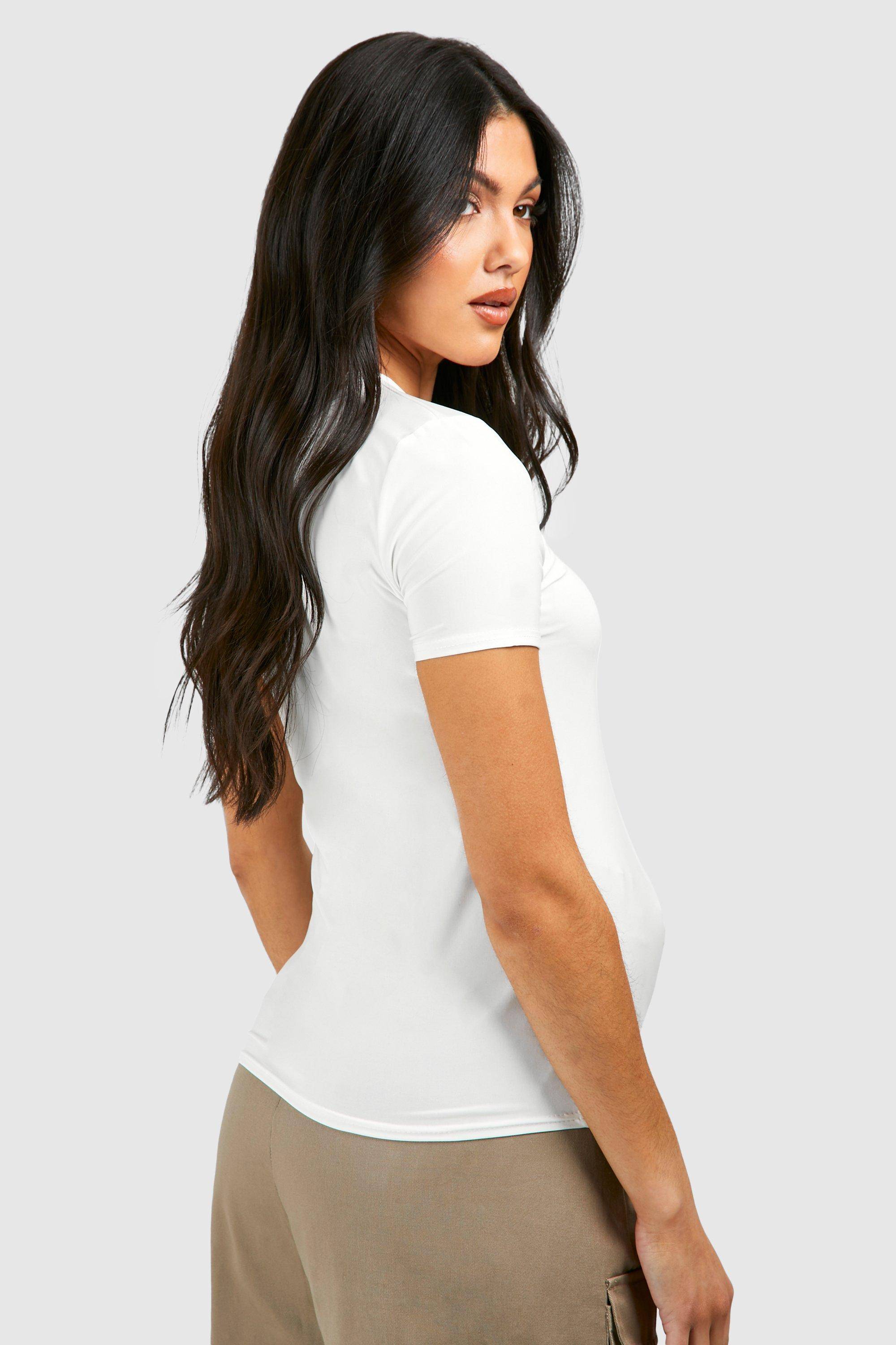boohoo Maternité T-shirt à col rond Soft Touch