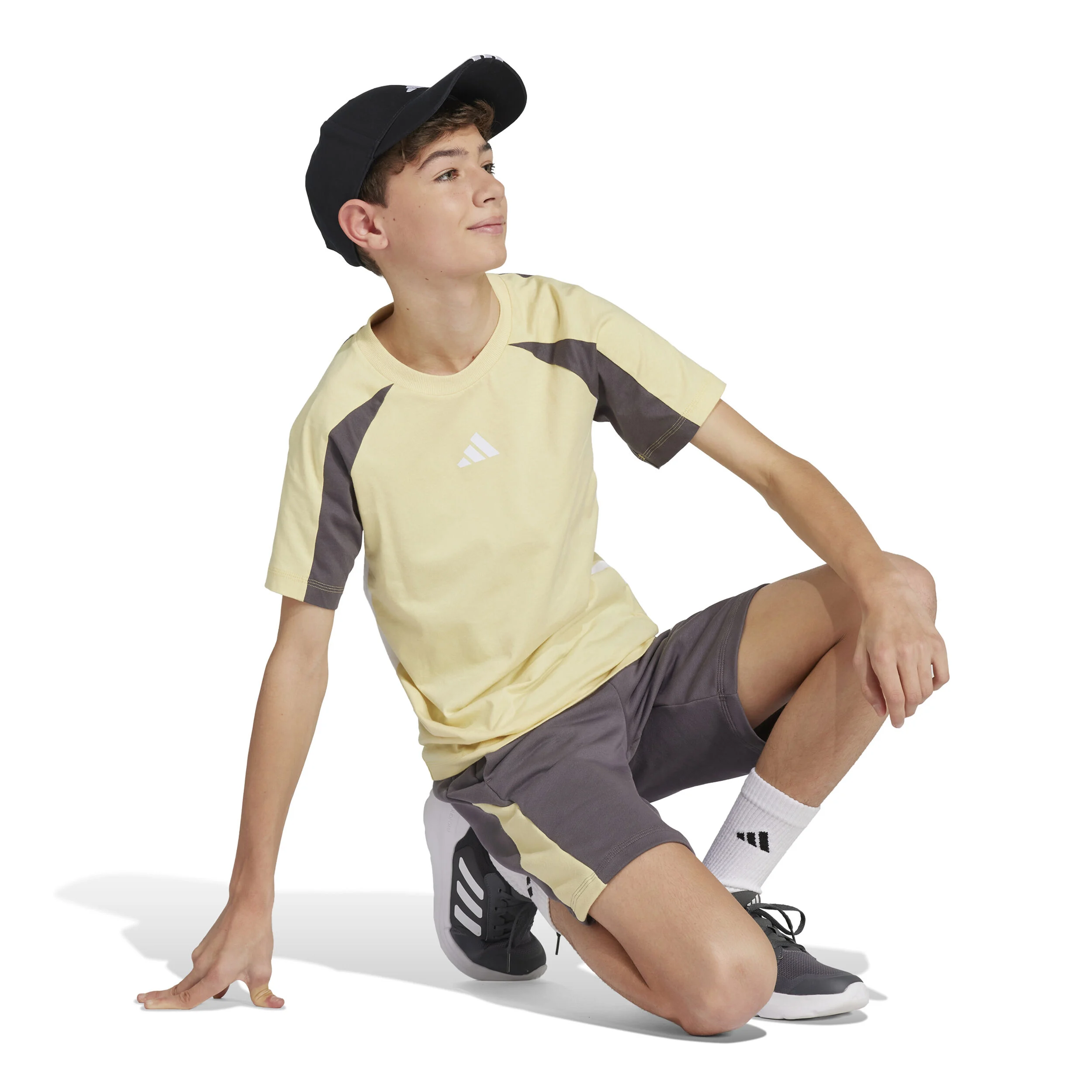 adidas Colorblock T-shirt Enfants - Jaune , Gris Foncé