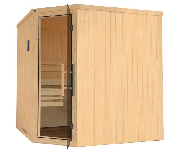 Weka Ecksauna Varberg mit Glastür inkl. Ofen,
