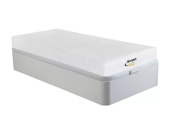 Ensemble 90 x 190 cm sommier coffre blanc + matelas mousse 7 zones ép.12cm - STELO KIDS de MORGENGOLD