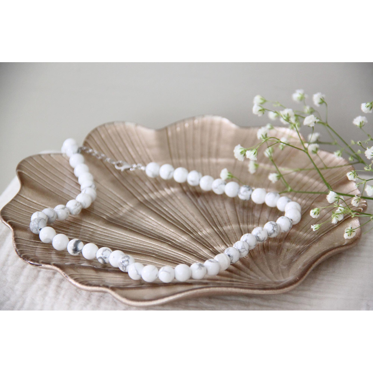 Collier Femme Pierre de Howlite pierres fines