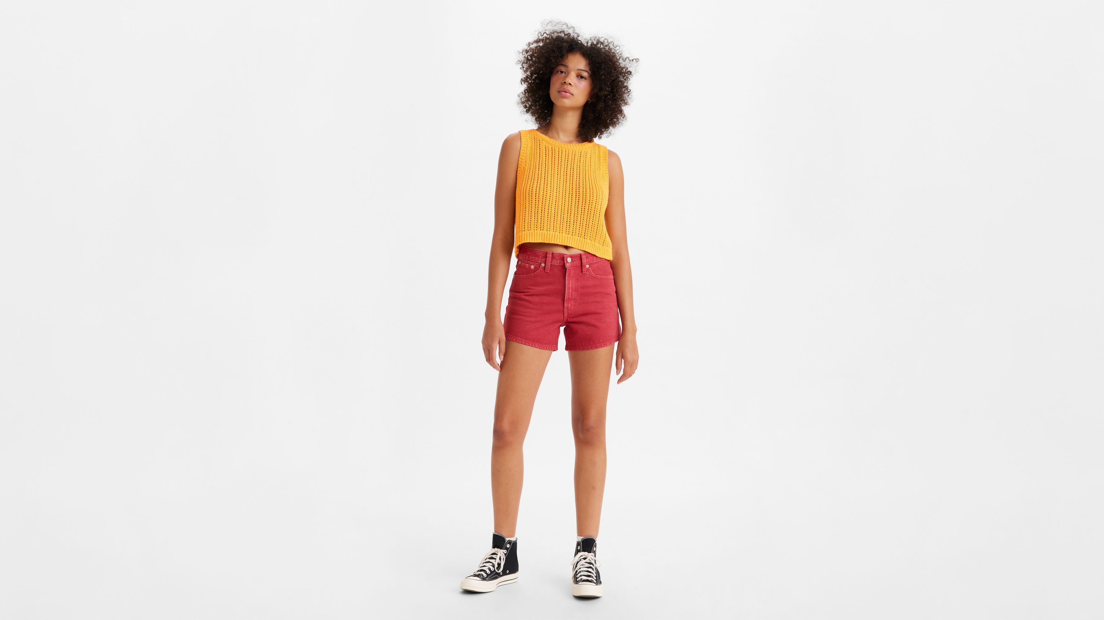 Short Mom ’80 - Red Garment Dye - Rouge