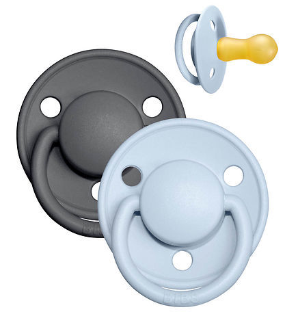 BIBS De Lux Schnuller - Gr. 2 - 2er-Pack - Rund - Iron/Baby Blue