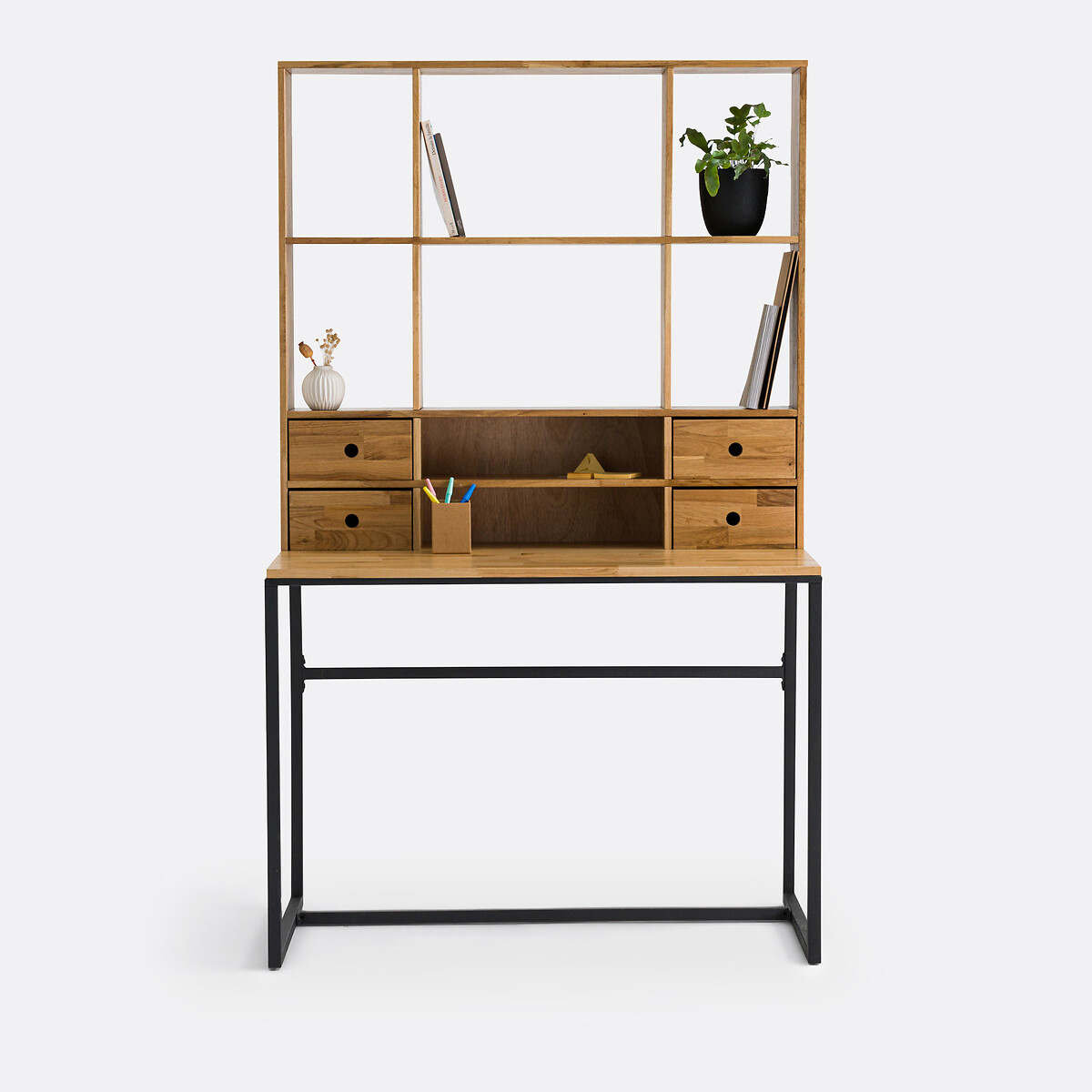 LA REDOUTE INTERIEURS<br>Mesa de carvalho e metal, com plataforma, Hiba