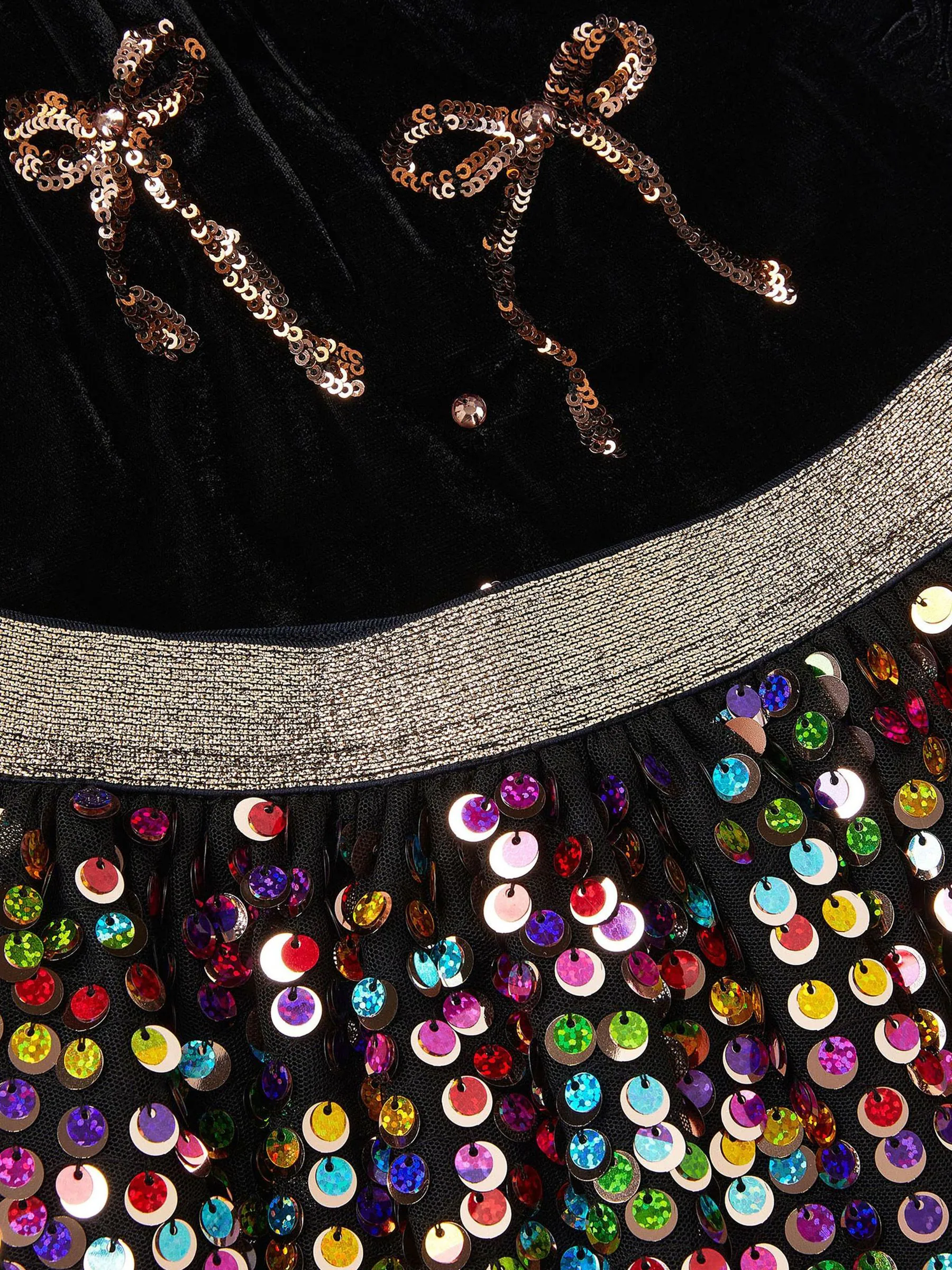Monsoon Velvet Bow Top & Sequin Skirt Set